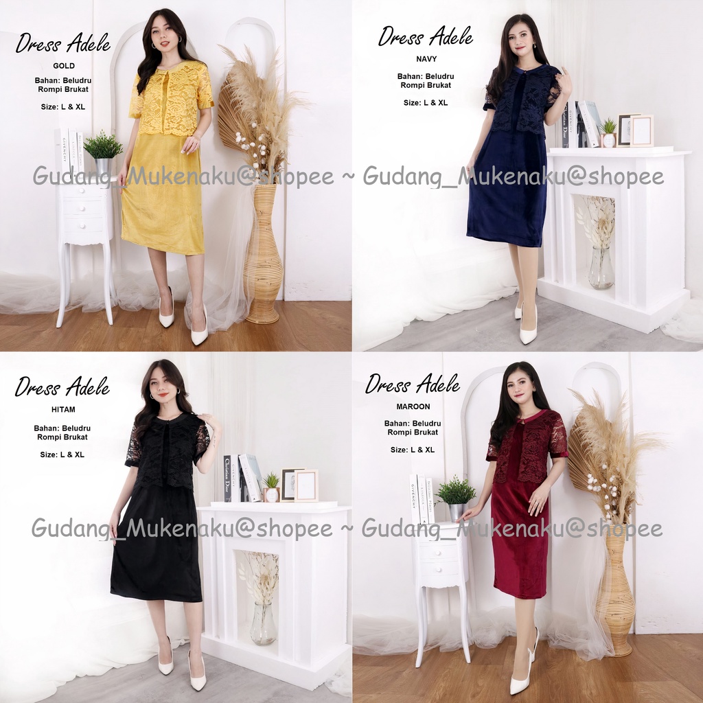 Gudang Mukena Dress Adele Bahan Beludru Kombinasi Rompi Brukat Pakaian Fashion Wanita Dewasa Terbaru Premium COD bisa bayar di tujuan