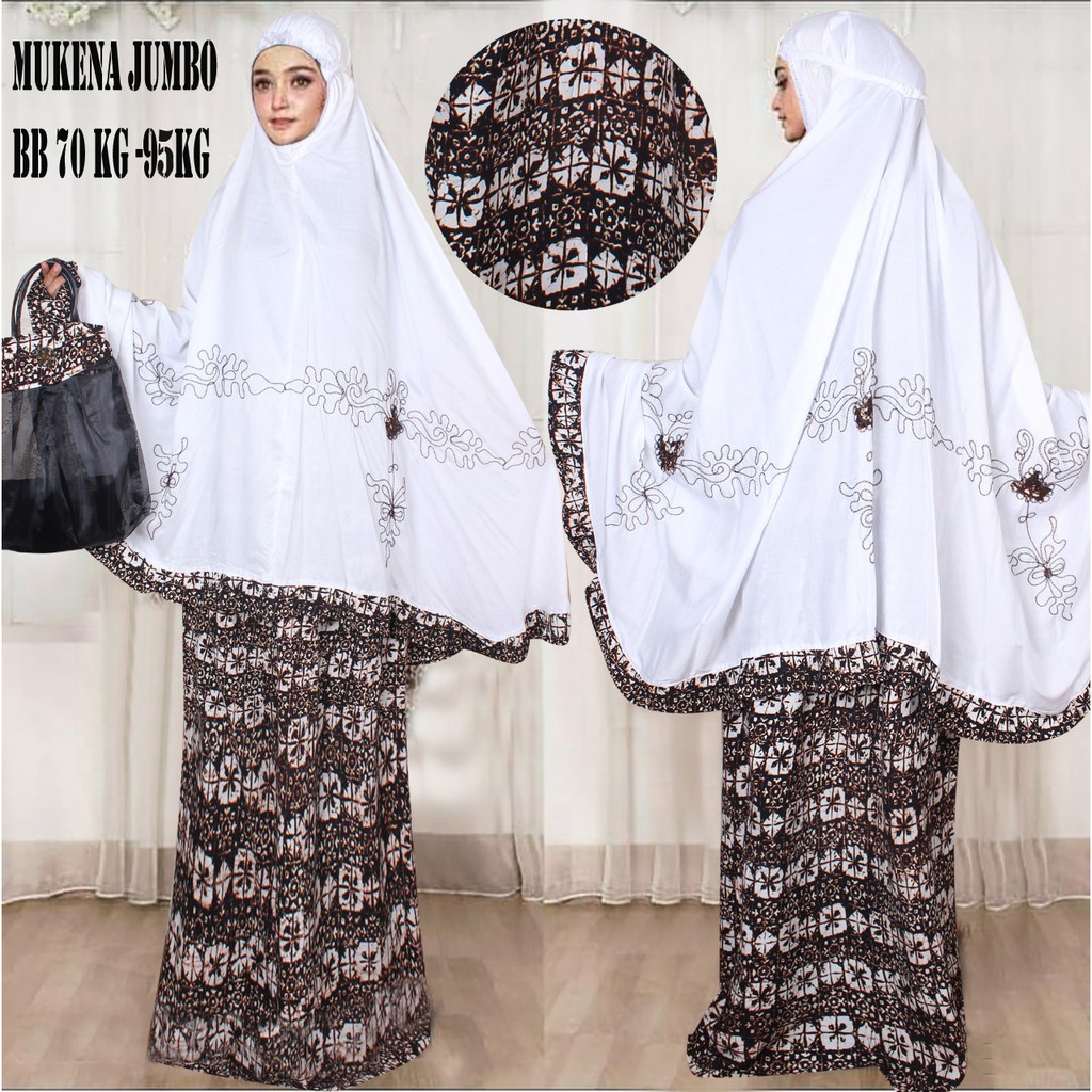 Bestseller Fashion Muslim Mukena Jumbo Batik - Hitam/Putih - BEST SELLER