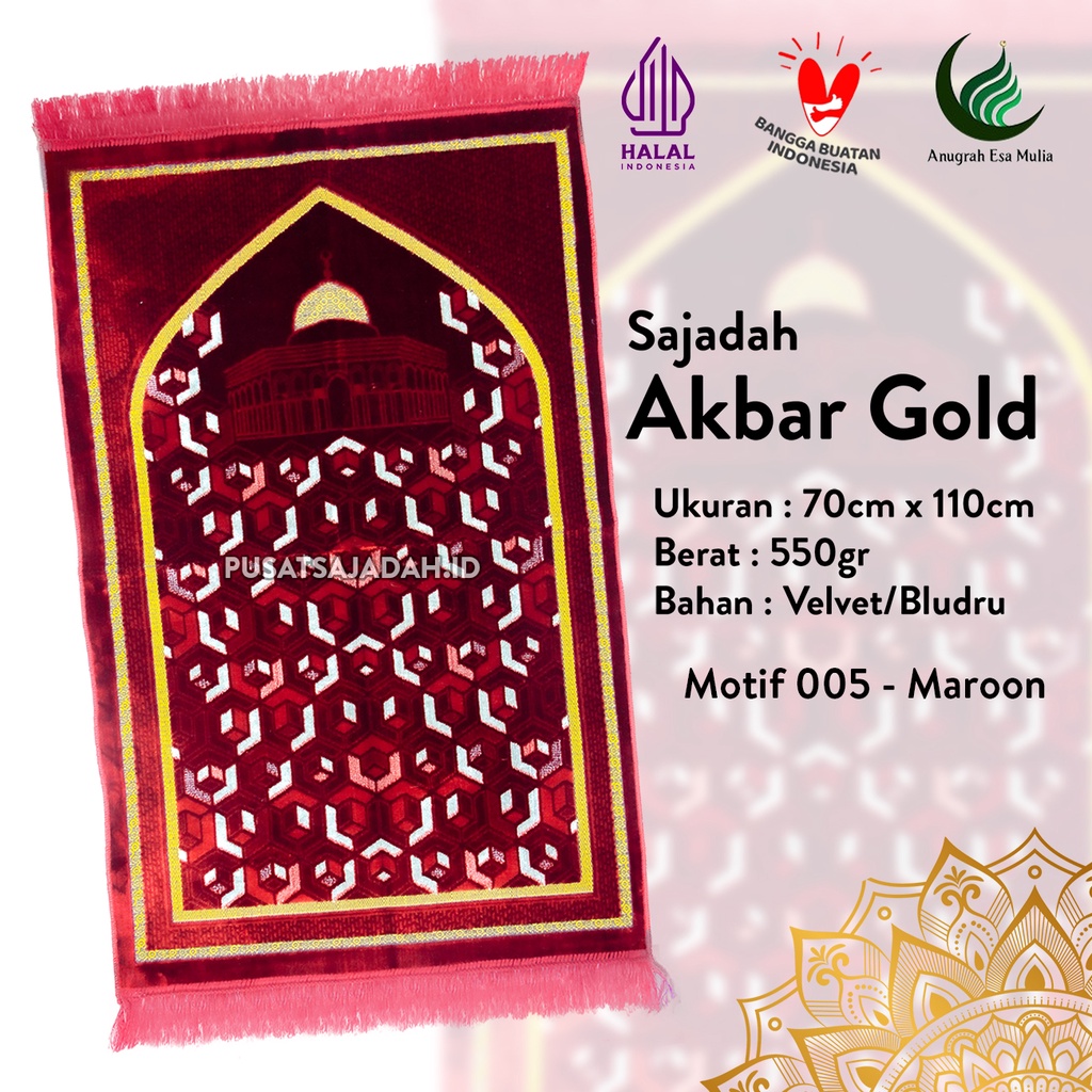 Sajadah Tebal &amp; Terlaris | Akbar Gold | Uk. 70x110 | Minimalis | Modern | Tebal | Lembut | Termurah | Terbaru