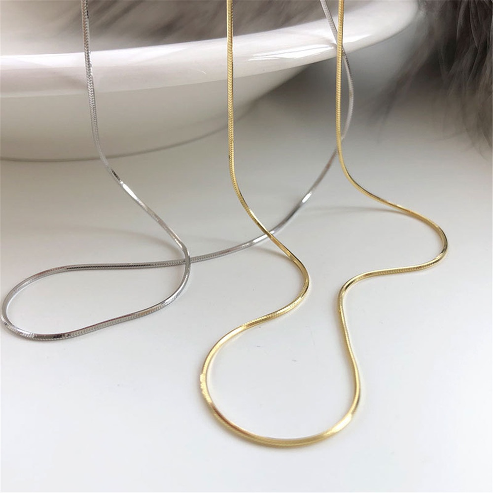 【COD Tangding】Simple Personality Smooth Snake Chain Necklace Trendy Net Celebrity INS Fine Neck Chain Fashion Niche Clavicle Chain