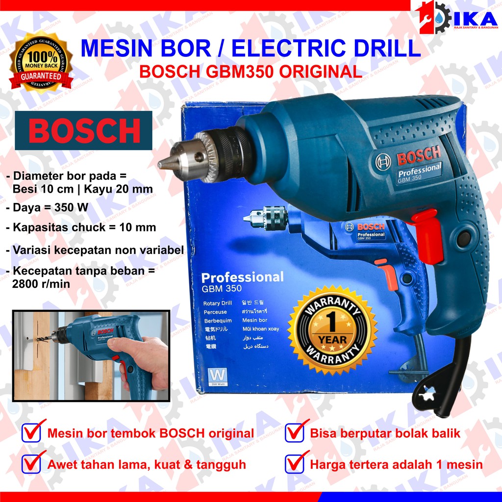 Mesin Bor Tangan Bosch GBM350 Electrical Drill Bor Besi 10mm Bagus Original