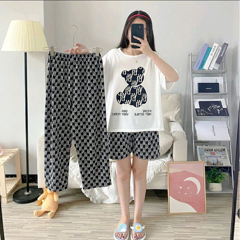 Baju Tidur Set Celana Panjang dan Celana Pendek