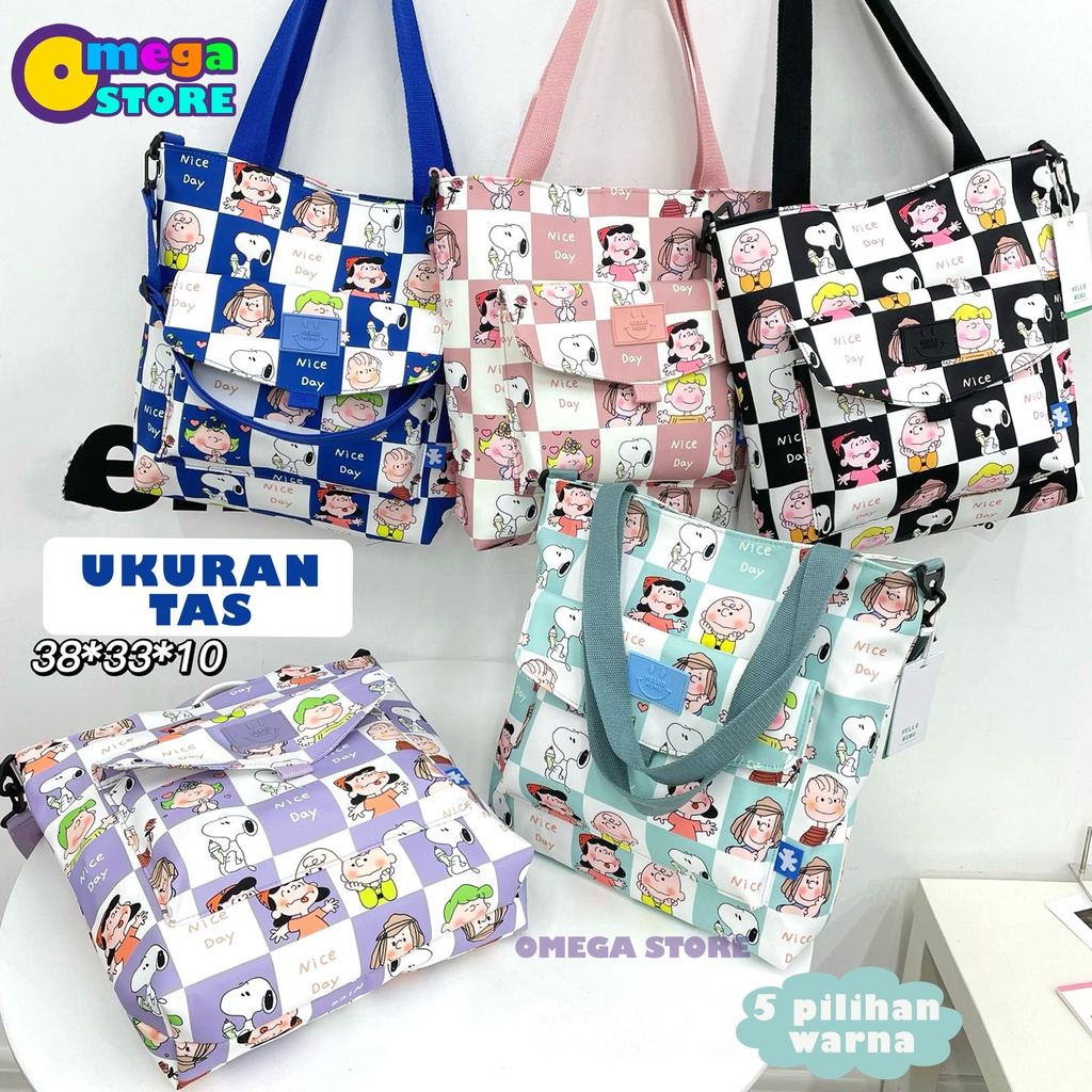 [O&amp;S] Tote Bag Resleting Motif Snoopy Lucu Perempuan Korea Fashion Tas Jinjing Sekolah-OS266