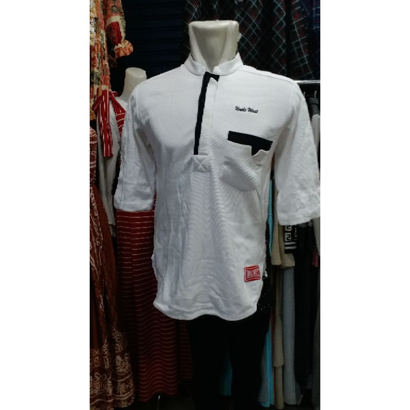 baju koko kurta pria bahan kaos uncle west