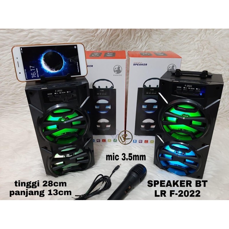 Speaker Bluetooth Portabel LR F-2022 + Mic Karaoke Kabel / Speaker aktif salon tenteng