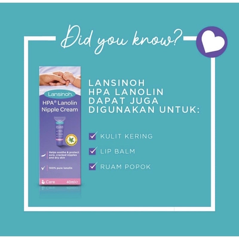 Lansinoh Nipple Cream HPA Lanolin for Sore Nipple &amp; Cracked Skin ( Cream Puting Lecet Ibu Menyusui )