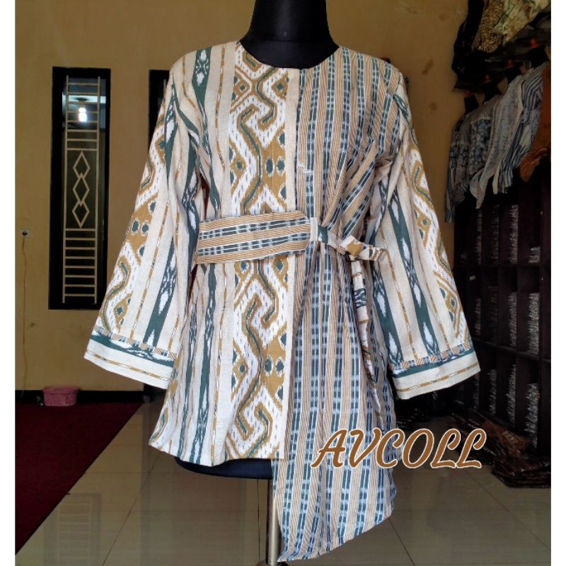 BAJU BATIK WANITA MODERN MONALISA GENES M,L,XL asli PEKALONGAN-Songketan gold