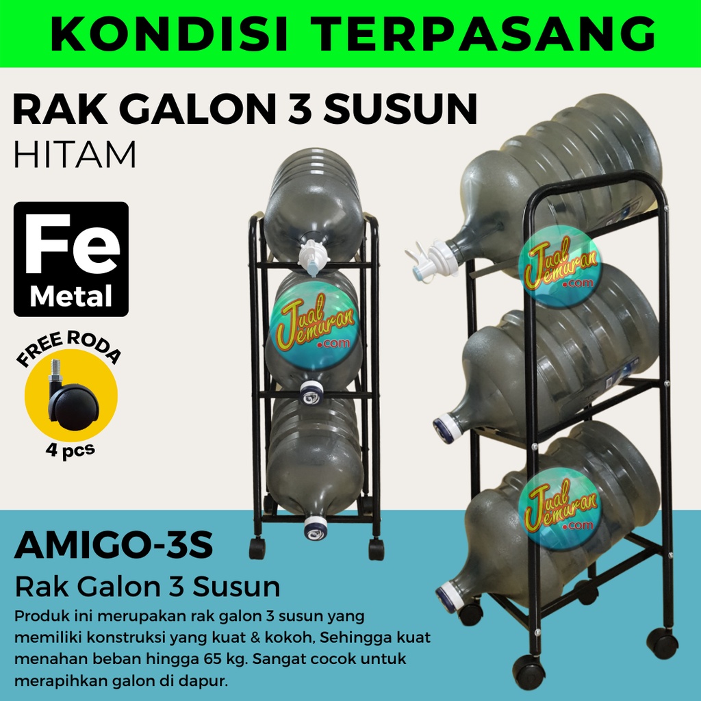 TERPASANG Rak Galon Air Minum Besi 3 Susun / Rak Galon Air Mineral 3 Tingkat