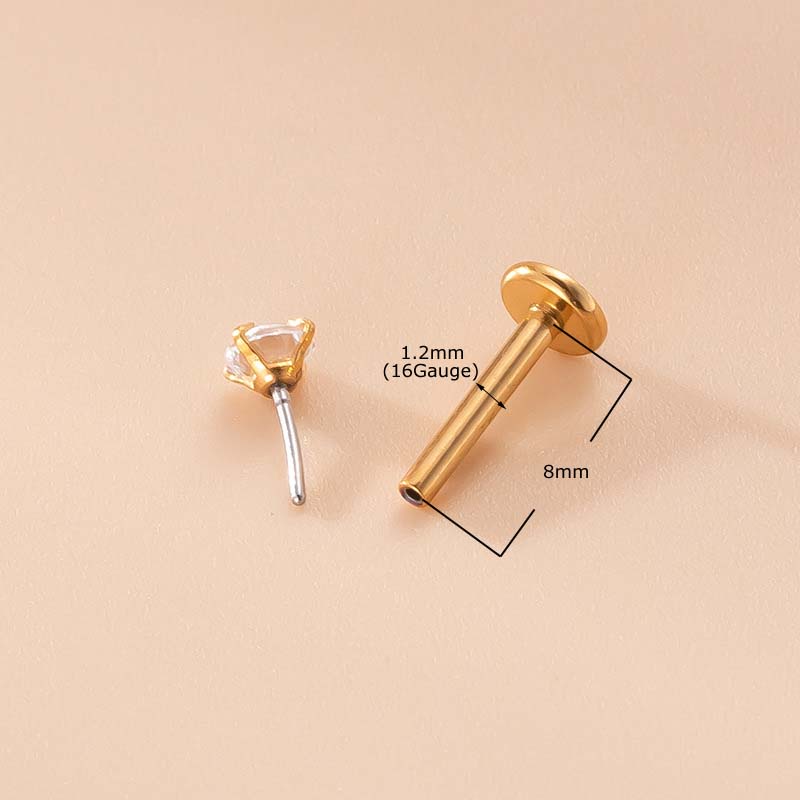 1pc Anting Tindik Bibir / Kuku 16 Bentuk Daun / Bulu Bahan Stainless Steel