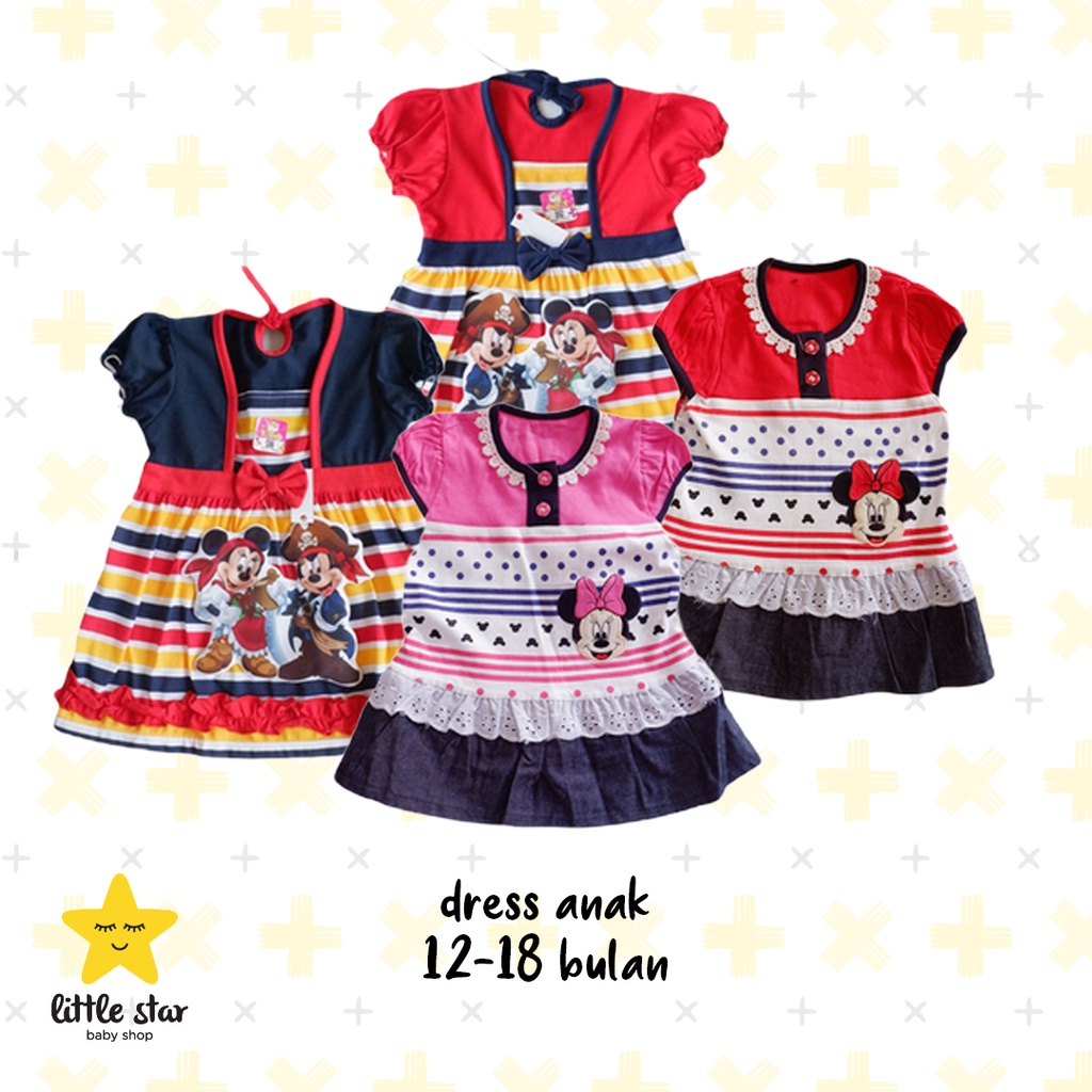 Disney Minnie Mickey Mouse Dress Anak Cewek | Set Baju Pakaian Bayi Perempuan Girl