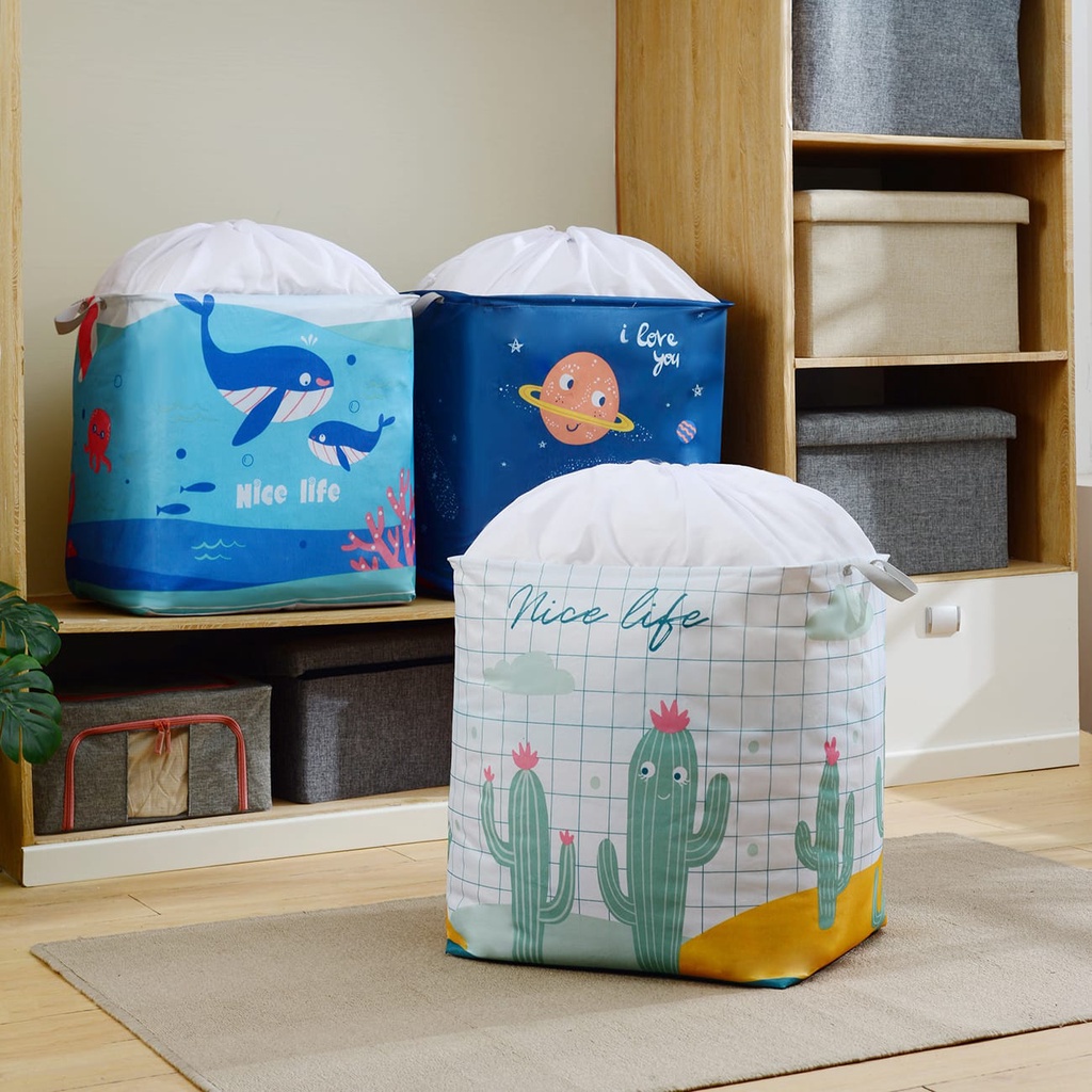 Tempat Penyimpanan Besar Pakaian Bedcover Qulit Mainan Multifungsi Storage Bag Serut