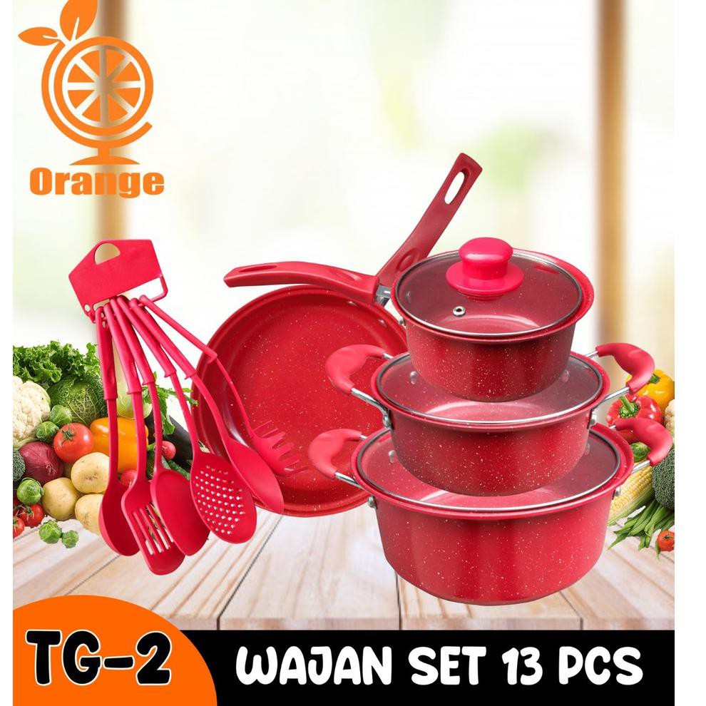 jdn81 [COD]  Panci Set Teflon Marble 13 pcs Wajan Cookware Set Tutup Kaca WARNA BIRU UNGU TOSCA ...,