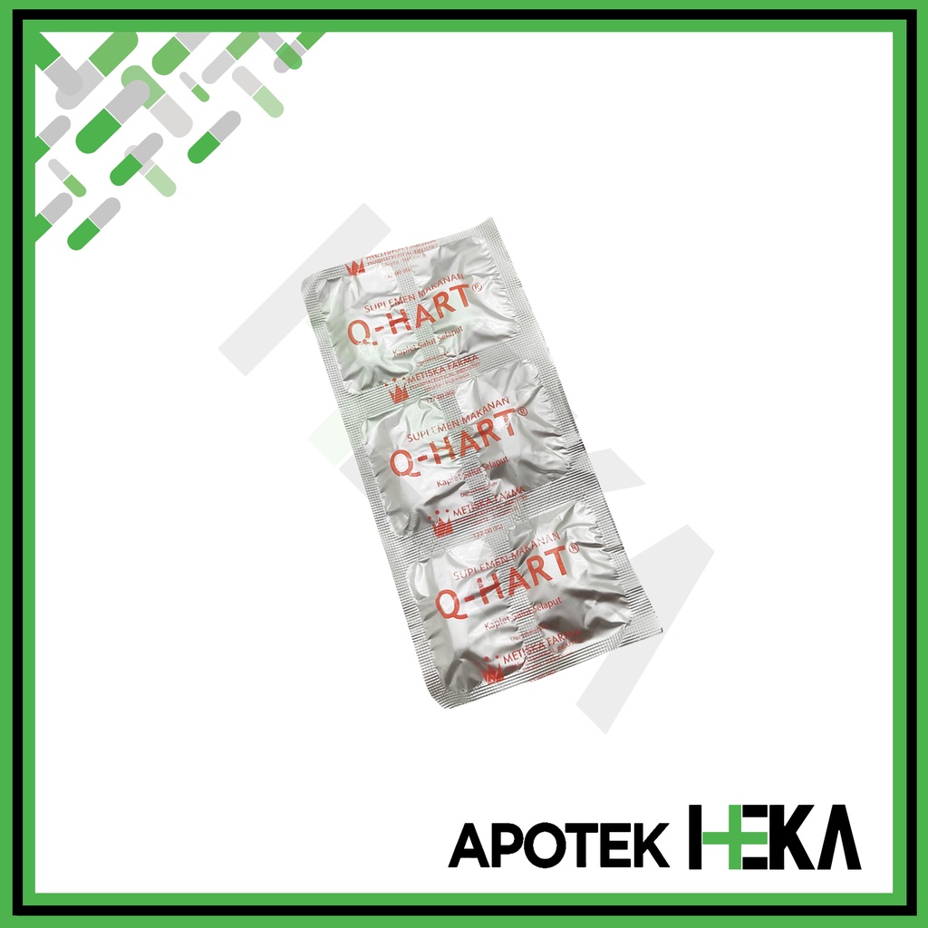 Q-Hart - Suplemen Makanan CoQ 10 dan Vitamin E Strip isi 6 Tablet (SEMARANG)