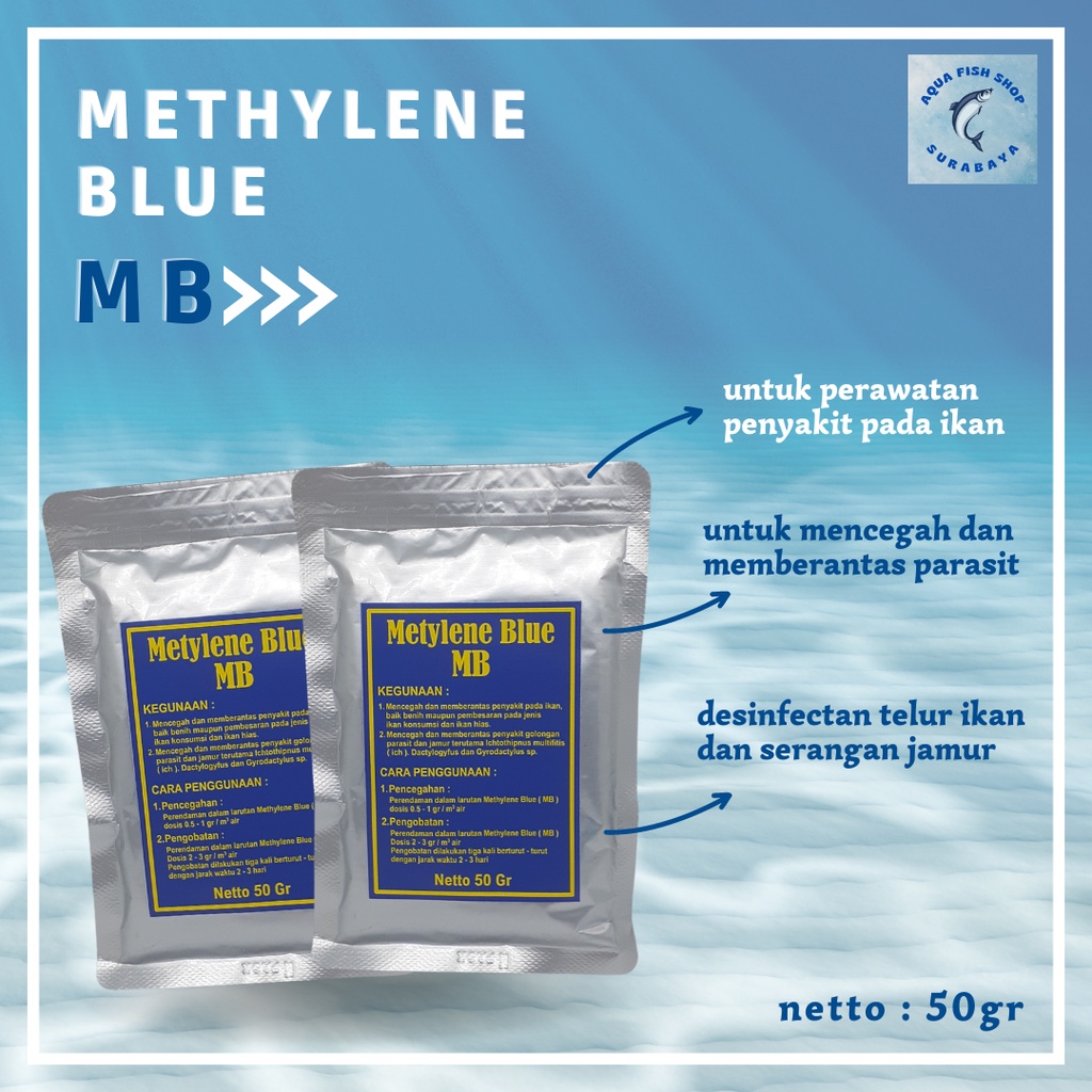 METHYLENE BLUE "MB" OBAT IKAN TERMURAH (1KG KEMASAN 50GR)