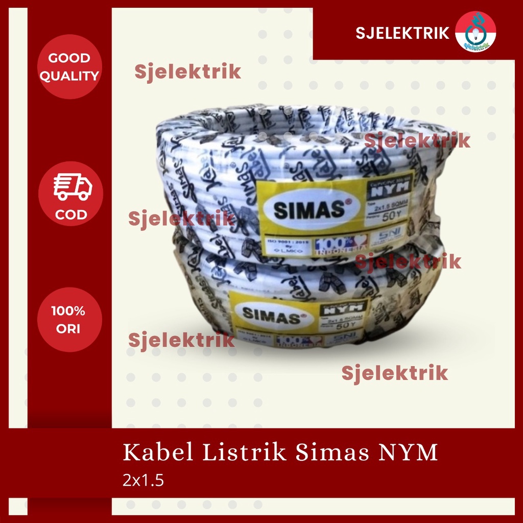 Kabel Listrik NYM 2x1.5 / SIMAS CABLE NYM 2X1.5 50Y