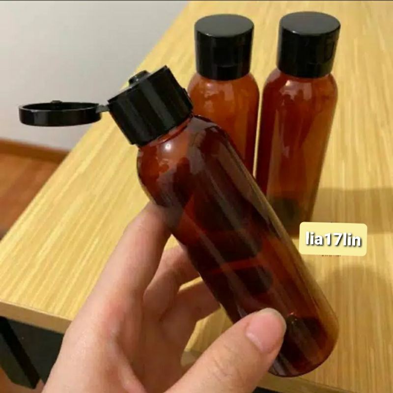 Botol Fliptop 100ml Botol Amber 100ml Botol Coklat 100ml Botol Plastik Kosong 100ml Tebal