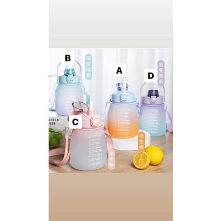 Botol Minum Big Belly Penanda Waktu Motivasi Gradasi Rainbow Pastel Gemoy 1,1 Liter / Water Drink Bottle Big Belly Doff Rainbow Motivation Time 1100ml