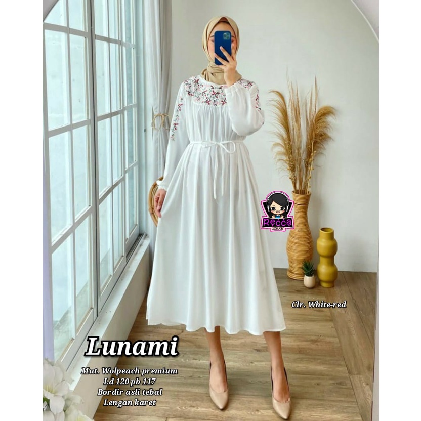 Lunami Atasan Jumbo Wanita LD 120 XXXL Ori Recca Bahan Wollpeach Bordir Premium Motif Bunga Bunga