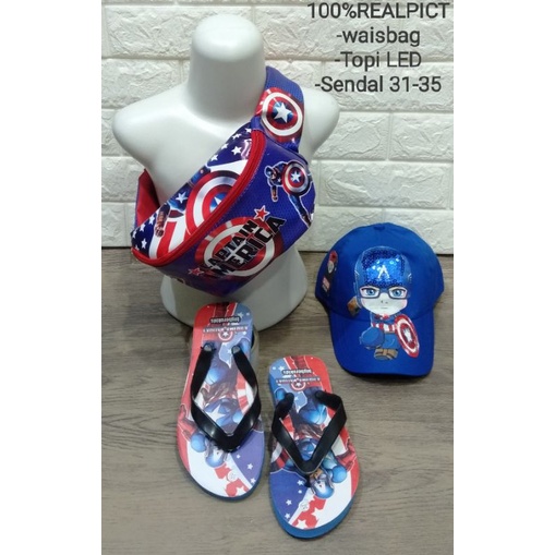 Tas SLempang Paket Murah 3in1Topi anak LED(nyala) topi bordir