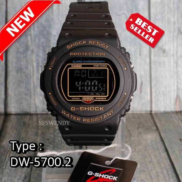 Jam tangan G Shock DW-5700 Digital pria & anak full black hitam sporty