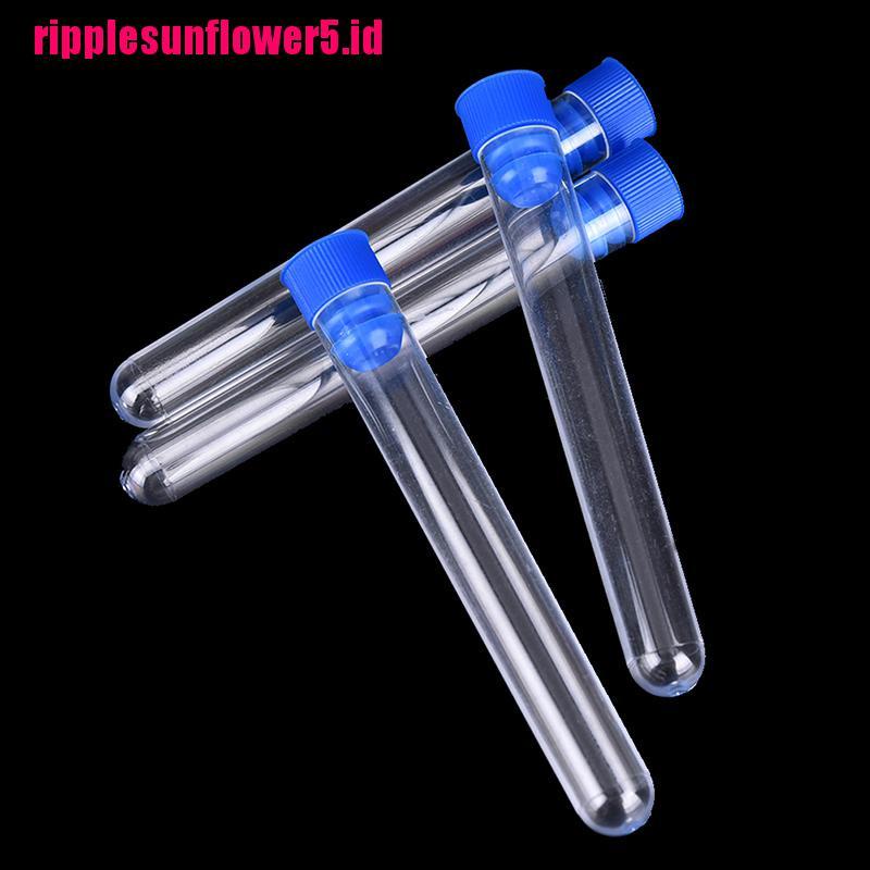 10pcs Tabung Reaksi 15x100mm Bahan Plastik Keras Bening Dengan Plug