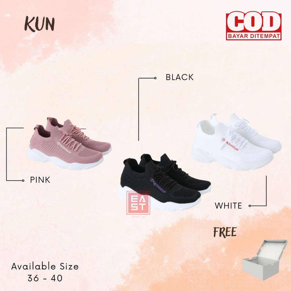 Sepatu Kun Sneakers Kanvas Wanita Casual Import Sport Shoes Original