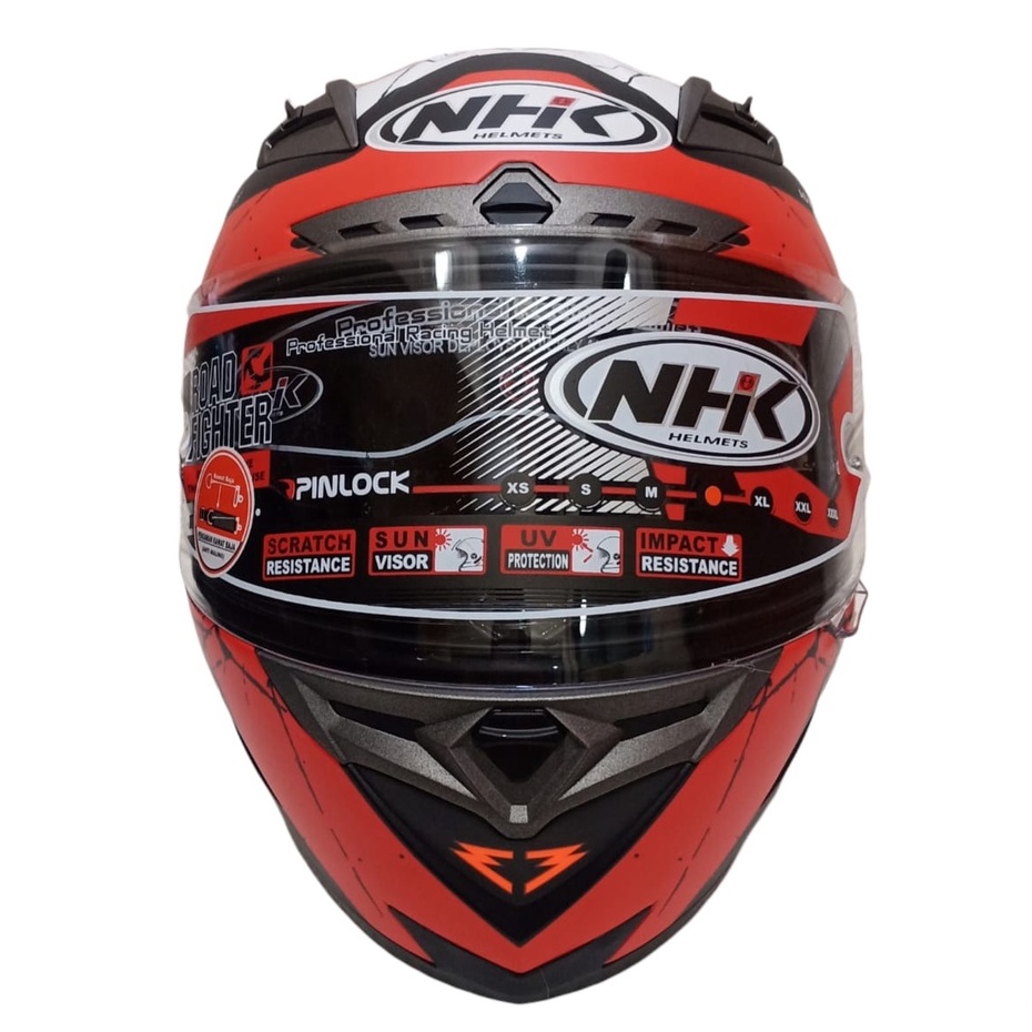 HELM NHK RX9 RACER X NINE RAVEN BLACK RED ORANGE DOFF DOUBLE VISOR FULL FACE ORIGINAL SNI