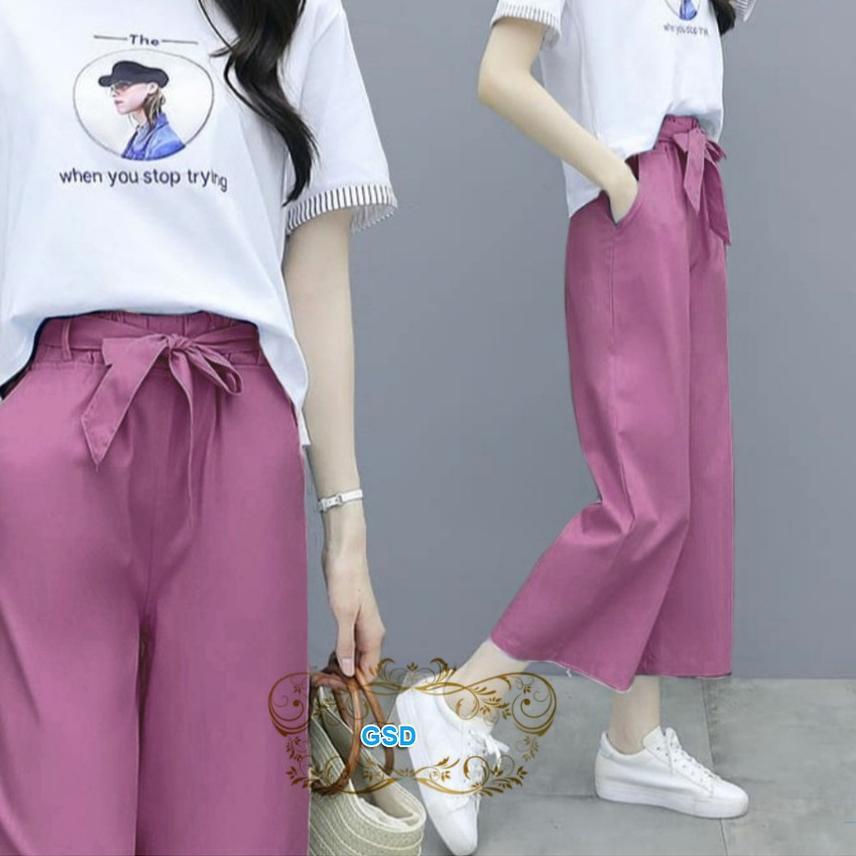 ✮ Fashion Ootd Casual  Set Bloues bbtery & Celana Kulot Wanita / Setelan Baju Remaja / Set Vittori ✶