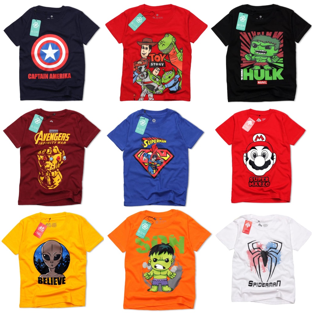 Kaos Anak Perempuan 1-8 tahun [S M L XL] Grosir Ecer Baju Atasan Anak Cewe Karakter Kartun Bandung abadigrosir