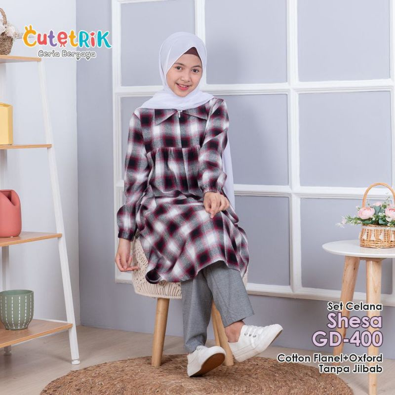 Setelan Tunik Celana Anak Cutetrik Set Celana Shesa