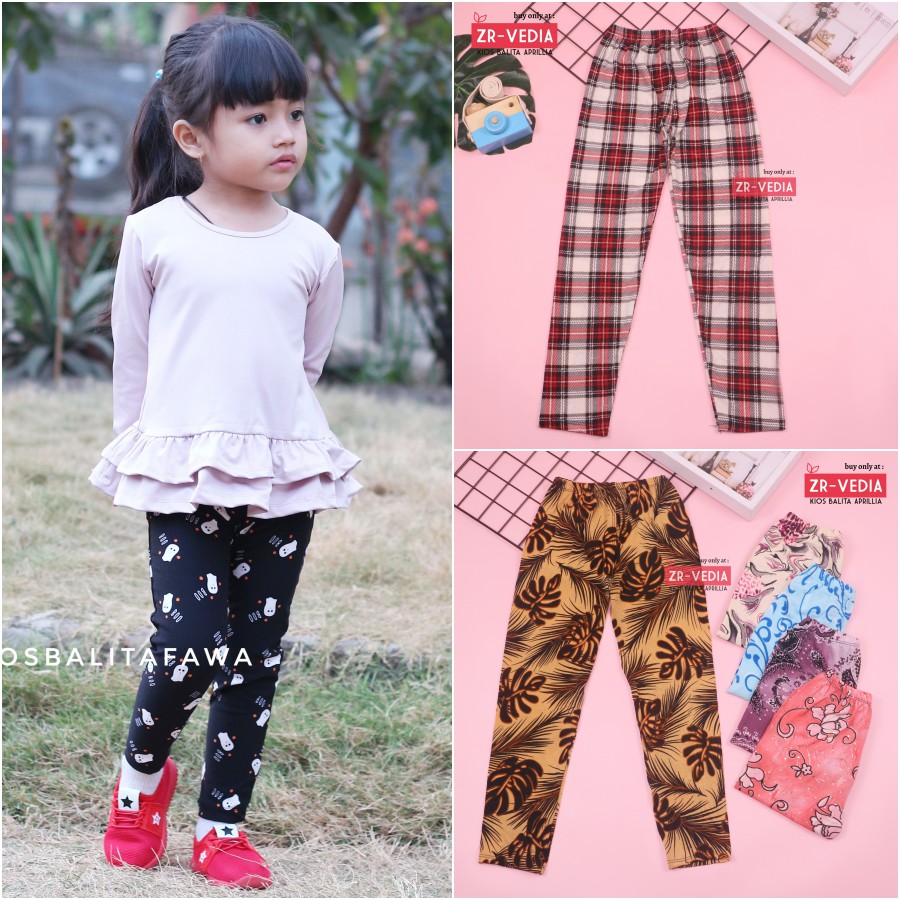 Legging Carlissa uk 5-7 Tahun / Leging Anak Perempuan Celana Panjang Motif Fashion Kids Adem Murah