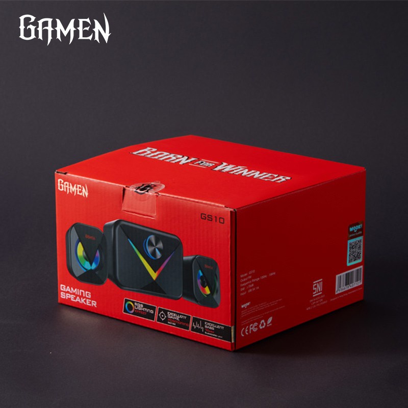 SPEAKER GAMEN GS10 2.1CH SUBWOOFER WITH RGB HANDPHONE COMPUTER PC LAPTOP