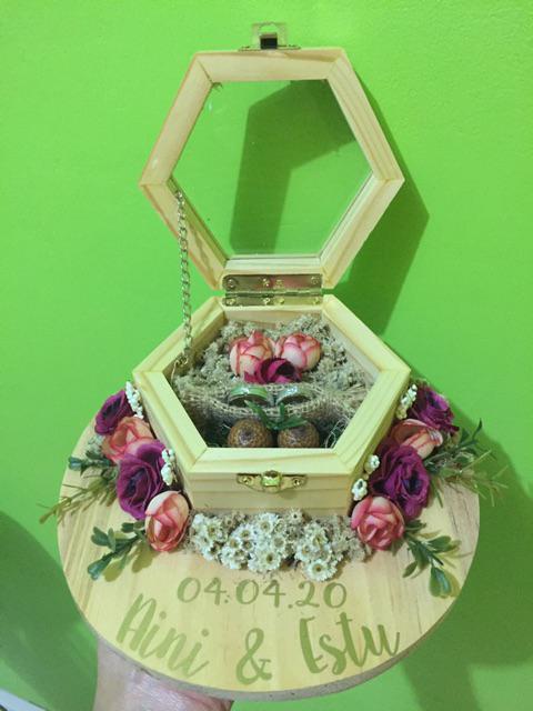 Ready Stock! Ring Bearer, Ring Box, Kotak Cincin, Seserahan -  Rustic Dengan Nama.
