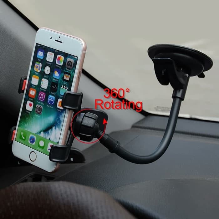 Penjepit Hp Mobil Kaca Car Phone Holder Jepit Pegangan Panjang Lazypod