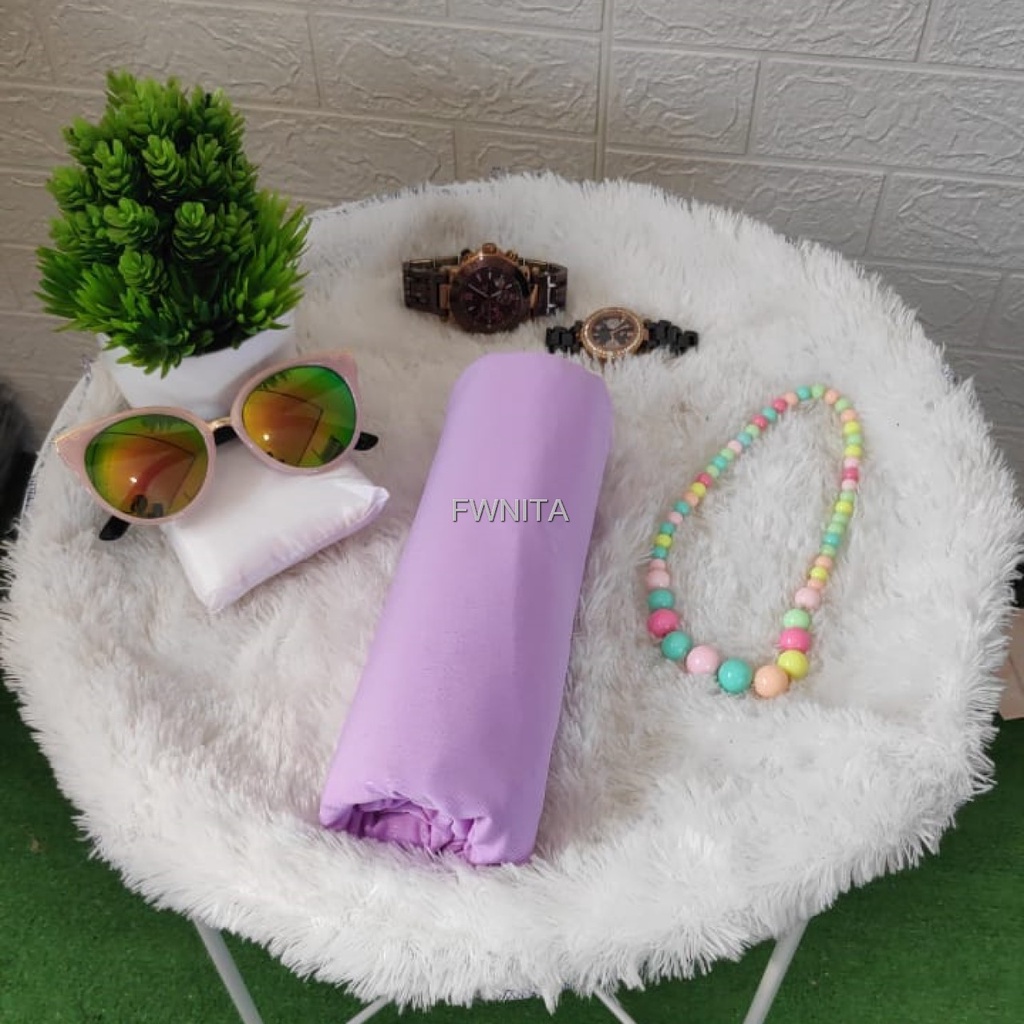 GAMIS LEBARAN MANSET ADEM LENGAN PANJANG MANGSET & MANSET ADEM LENGAN KUTUNG MANGSET POLOS WANITA INNER DRESS-LAVENDER