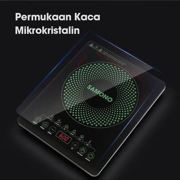 Kompor Listrik Induksi Samono WS-02 Waterproof High Quality Smart Touch Screen 600Watt