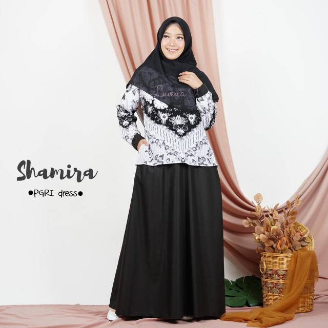 Shamira Dress Pgri Seragam Batik Guru Seragam Guru Sekolah Dress Batik Pns Gamis Batik Premium Shopee Indonesia