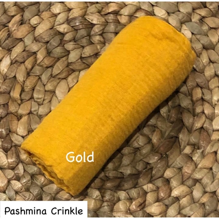 pashmina kusut polos / hijab pashmina crinkle premium-gold