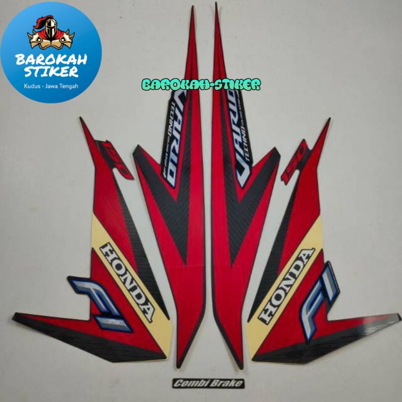 Striping stiker polet motor honda vario 150 techno 2015 2016 idling stop hitam Lis merah combi brake