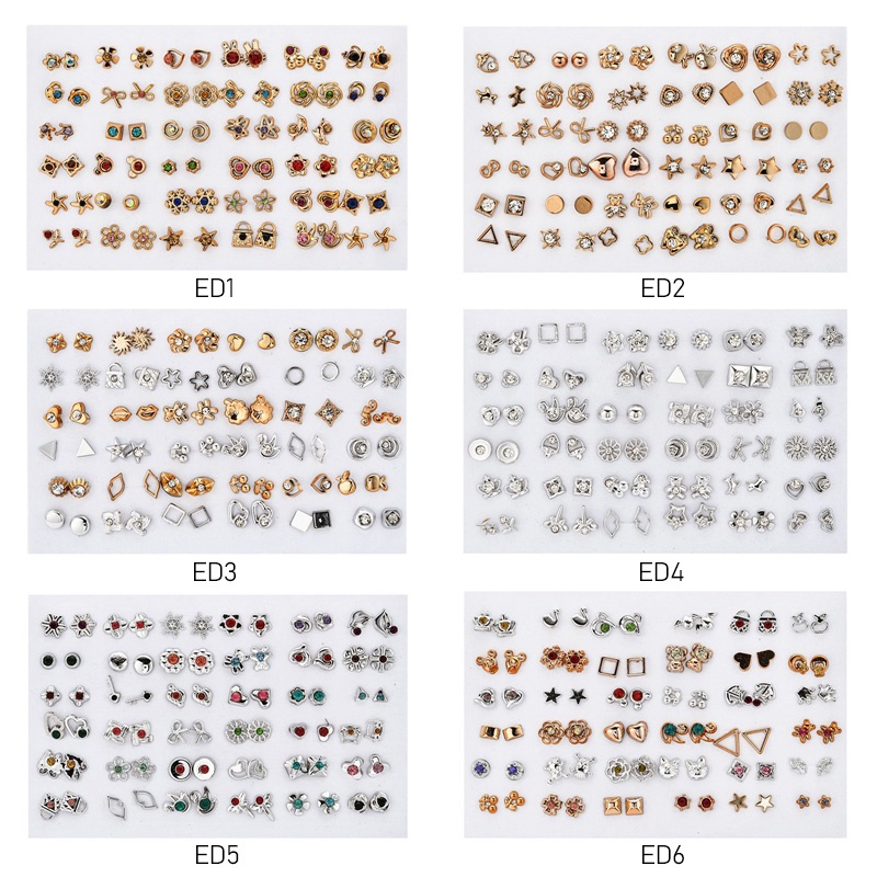 36 Pasang / Set Anting Tusuk Asimetris Aneka Bentuk Untuk Wanita