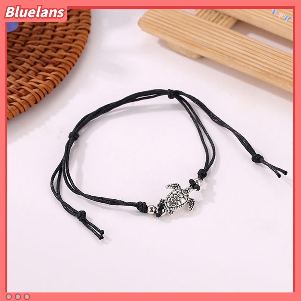 Bluelans Vintage Turtle Charm Handmade Woven Ankle Bracelet Anklet Women Beach Jewelry