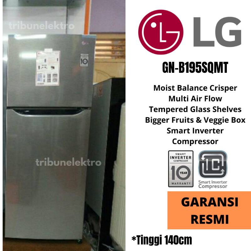 Kulkas LG 2 Pintu Smart Inverter GN-B195SQMT Ice Maker Silver TOKO ELEKTRONIK TEGAL PEMALANG