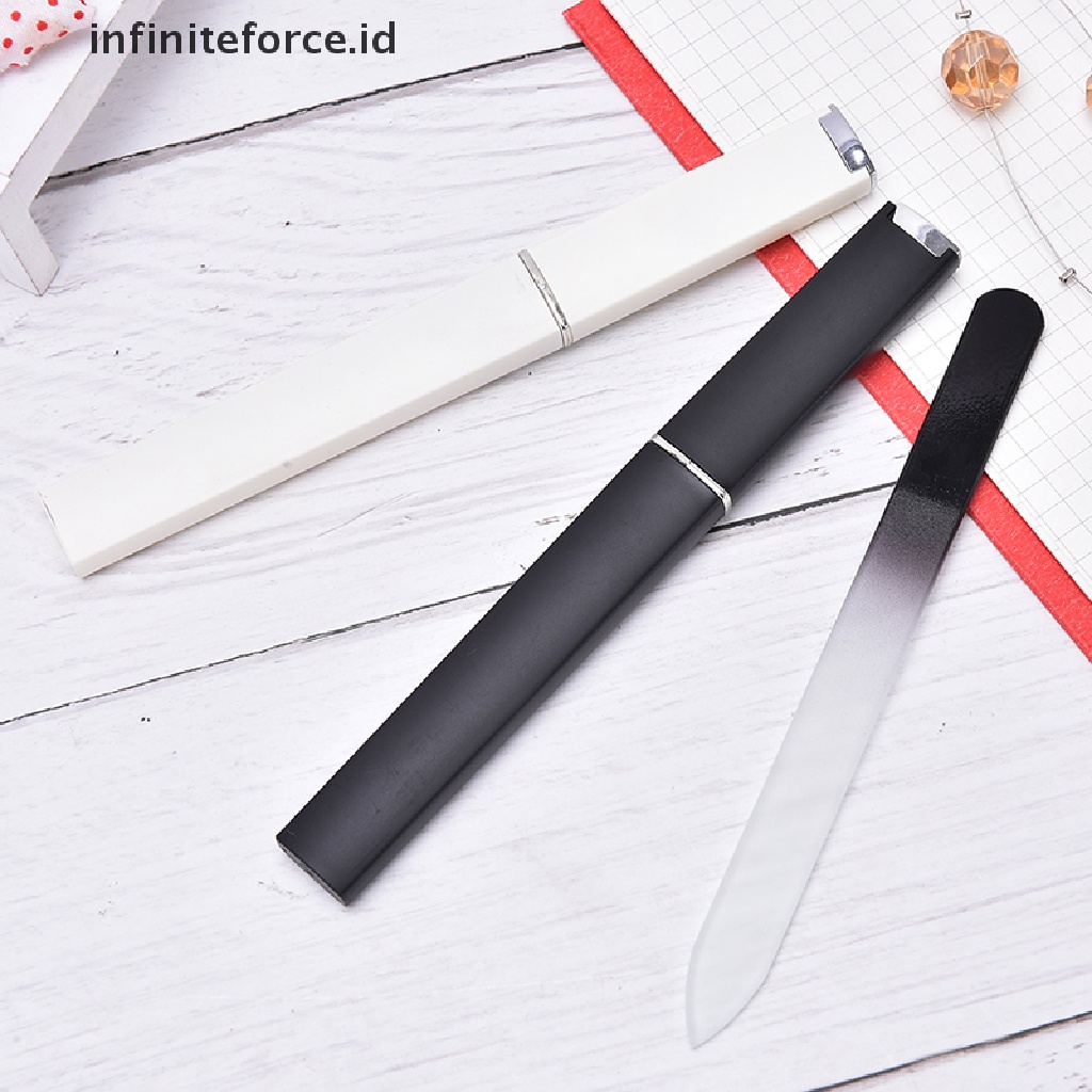 Infiniteforce.id 2pcs / Set Buffer Kikir Kuku Bahan Kaca Tahan Lama Untuk Manicure / Nail Art