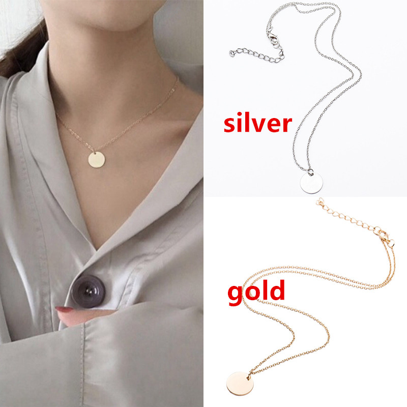 Roselife Korean chic simple necklace minimalist gold/silver office lady daily link chain