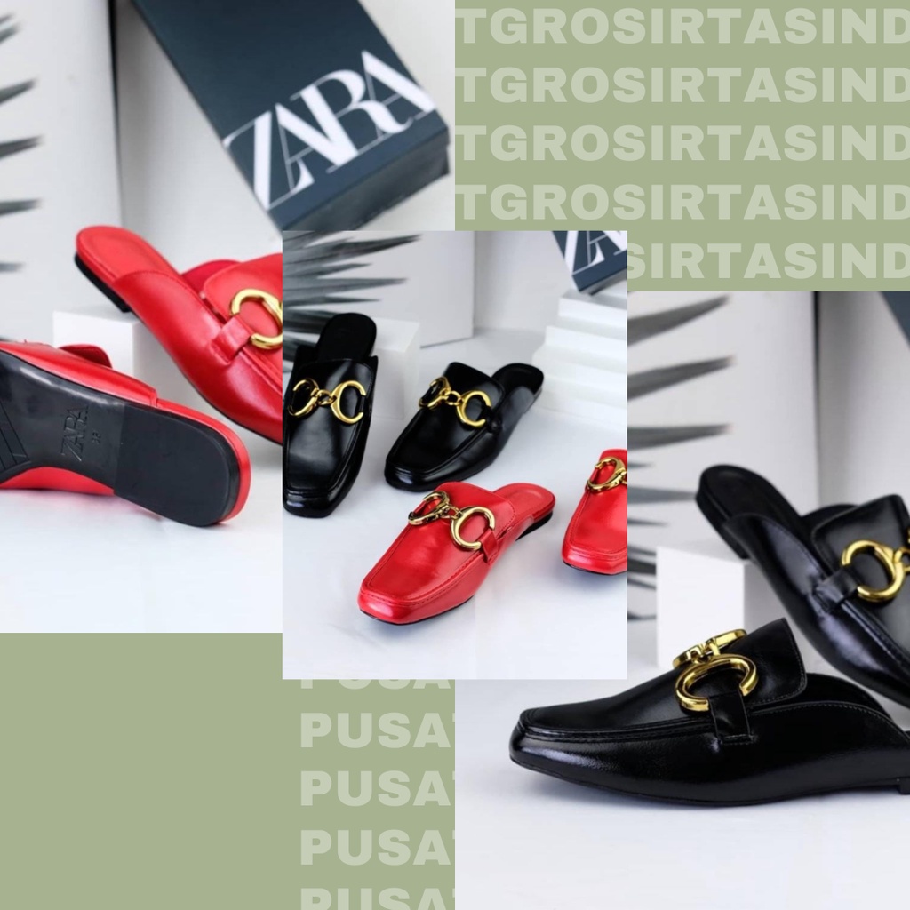SANDAL WANITA ZS-3565 BUCKLE LOAFER MULES FLAT