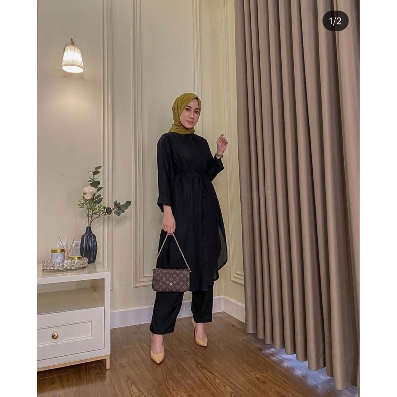 (MSB) ONE SET ATHIFA FULL KANCING DAILY BUSUI WANITA TUNIK SET WOLFIS