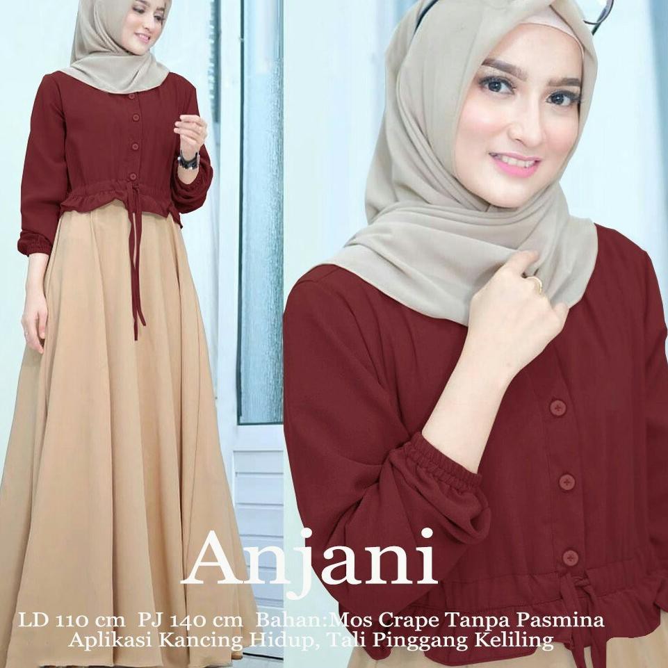 New Arrival  ANJANI LONG DRESS GAMIS JUMBO UKURAN BESAR BISA UNTUK BAJU MUSLIM IBU HAMIL DAN MENYUSU