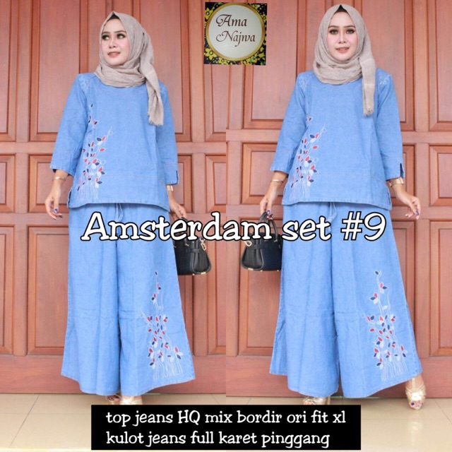 Amsterdam set jeans kulot jeans set jumbo bordir