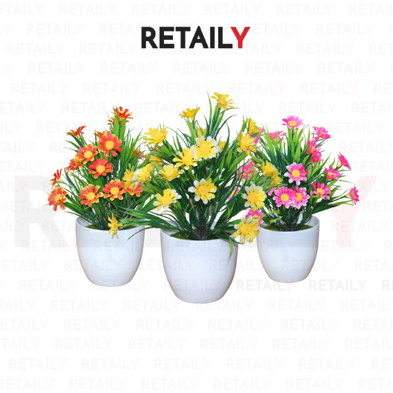 Retaily PT32 Pot Tanaman Hias Bunga Hias Plastik Ornamen Pot Bongsai Artificial Flower Decoration