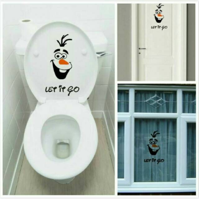 Stiker toilet closet olaf frozen let me go dekorasi rumah dinding kaca wall stiker